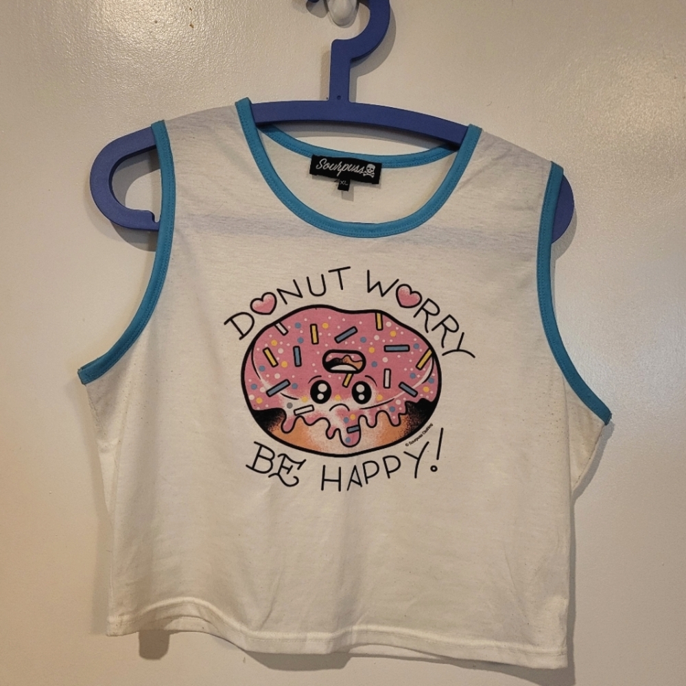 White and Blue Donut Crop Top
